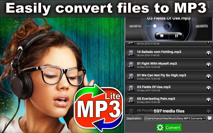convert audionote into mp3