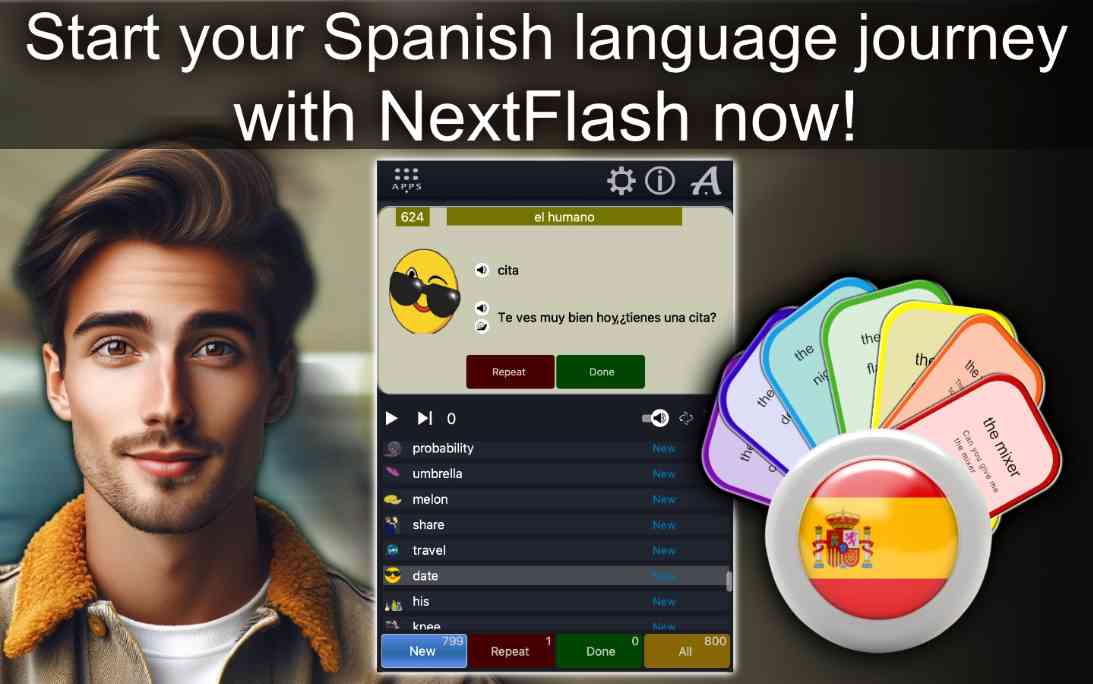 Interactive Flashcards App – Learn Spanish with NextFlash
