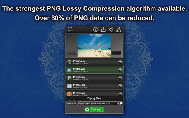 Optimize PNG image size with “mini PNG Lite”